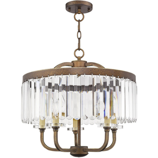 HomeRoots Five Light Dimmable Chandelier - Modern Cylinder Shade Fixture for Stylish Home Ambiance & Design 687580
