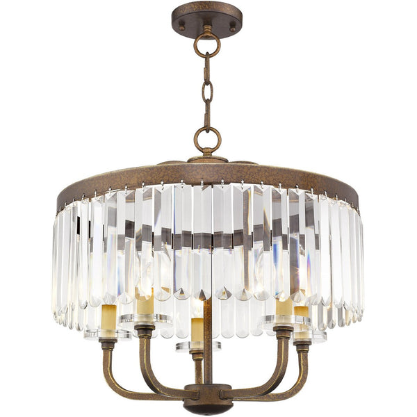 HomeRoots Five Light Dimmable Chandelier - Modern Cylinder Shade Fixture for Stylish Home Ambiance & Design 687580