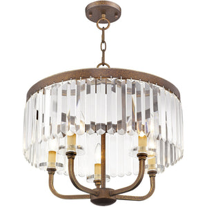 HomeRoots Five Light Dimmable Chandelier - Modern Cylinder Shade Fixture for Stylish Home Ambiance & Design 687580