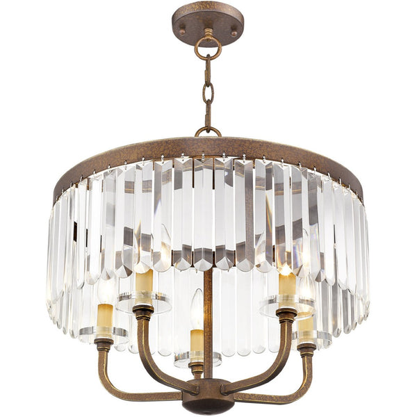HomeRoots Five Light Dimmable Chandelier - Modern Cylinder Shade Fixture for Stylish Home Ambiance & Design 687580