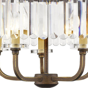 HomeRoots Five Light Dimmable Chandelier - Modern Cylinder Shade Fixture for Stylish Home Ambiance & Design 687580