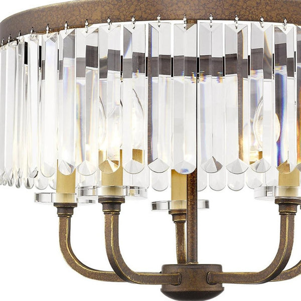 HomeRoots Five Light Dimmable Chandelier - Modern Cylinder Shade Fixture for Stylish Home Ambiance & Design 687580