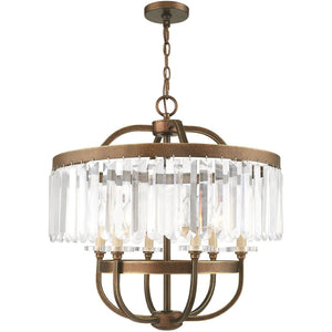 HomeRoots Six Light Dimmable Chandelier – Modern Steel Shades for Adjustable Ambiance in Dining & Living Spaces 687581