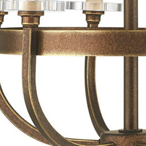 HomeRoots Six Light Dimmable Chandelier – Modern Steel Shades for Adjustable Ambiance in Dining & Living Spaces 687581