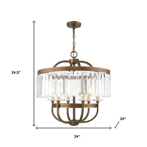 HomeRoots Six Light Dimmable Chandelier – Modern Steel Shades for Adjustable Ambiance in Dining & Living Spaces 687581