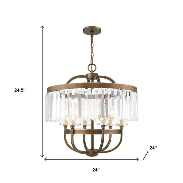 HomeRoots Six Light Dimmable Chandelier – Modern Steel Shades for Adjustable Ambiance in Dining & Living Spaces 687581