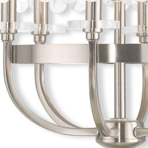 HomeRoots Nickel Six-Light Dimmable Chandelier with Clear Shades - Modern Elegance for Dining & Living Spaces 687582