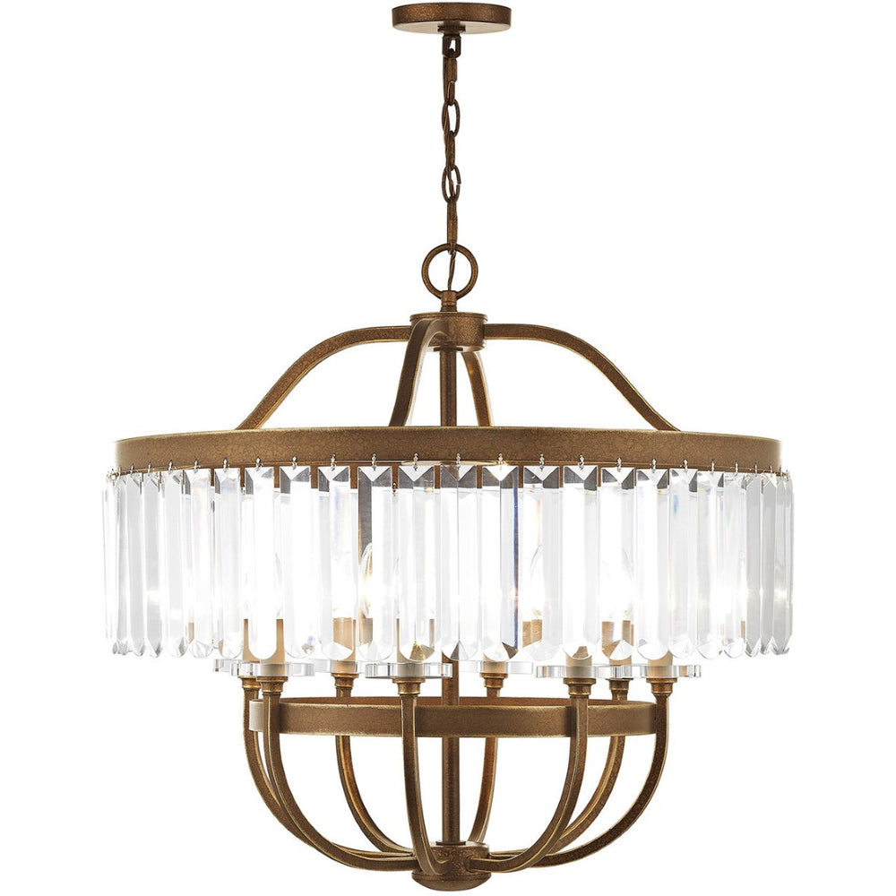 HomeRoots Eight Light Dimmable Chandelier - Modern Cylinder Shades for Elegant Ambiance in Any Room 687583