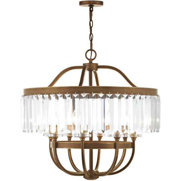 HomeRoots Eight Light Dimmable Chandelier - Modern Cylinder Shades for Elegant Ambiance in Any Room 687583
