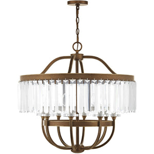 HomeRoots Eight Light Dimmable Chandelier - Modern Cylinder Shades for Elegant Ambiance in Any Room 687583