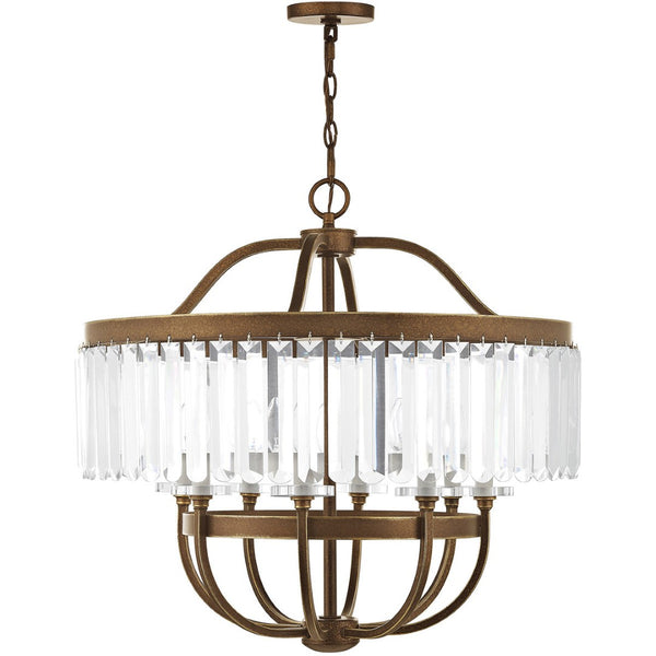 HomeRoots Eight Light Dimmable Chandelier - Modern Cylinder Shades for Elegant Ambiance in Any Room 687583