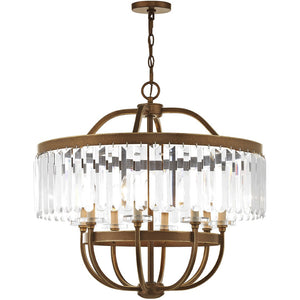 HomeRoots Eight Light Dimmable Chandelier - Modern Cylinder Shades for Elegant Ambiance in Any Room 687583
