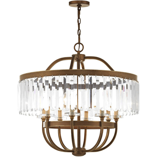 HomeRoots Eight Light Dimmable Chandelier - Modern Cylinder Shades for Elegant Ambiance in Any Room 687583