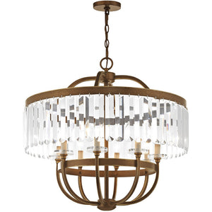HomeRoots Eight Light Dimmable Chandelier - Modern Cylinder Shades for Elegant Ambiance in Any Room 687583