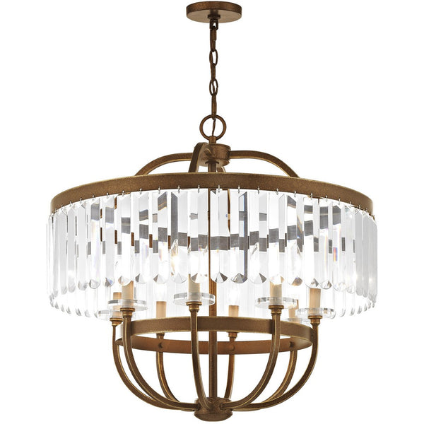 HomeRoots Eight Light Dimmable Chandelier - Modern Cylinder Shades for Elegant Ambiance in Any Room 687583