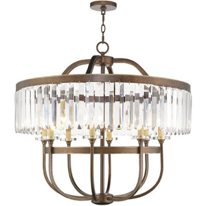 HomeRoots Bronze Eight-Light Dimmable Chandelier with Clear Shades - Timeless Elegance for Any Space 687584