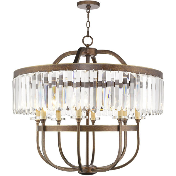 HomeRoots Bronze Eight-Light Dimmable Chandelier with Clear Shades - Timeless Elegance for Any Space 687584