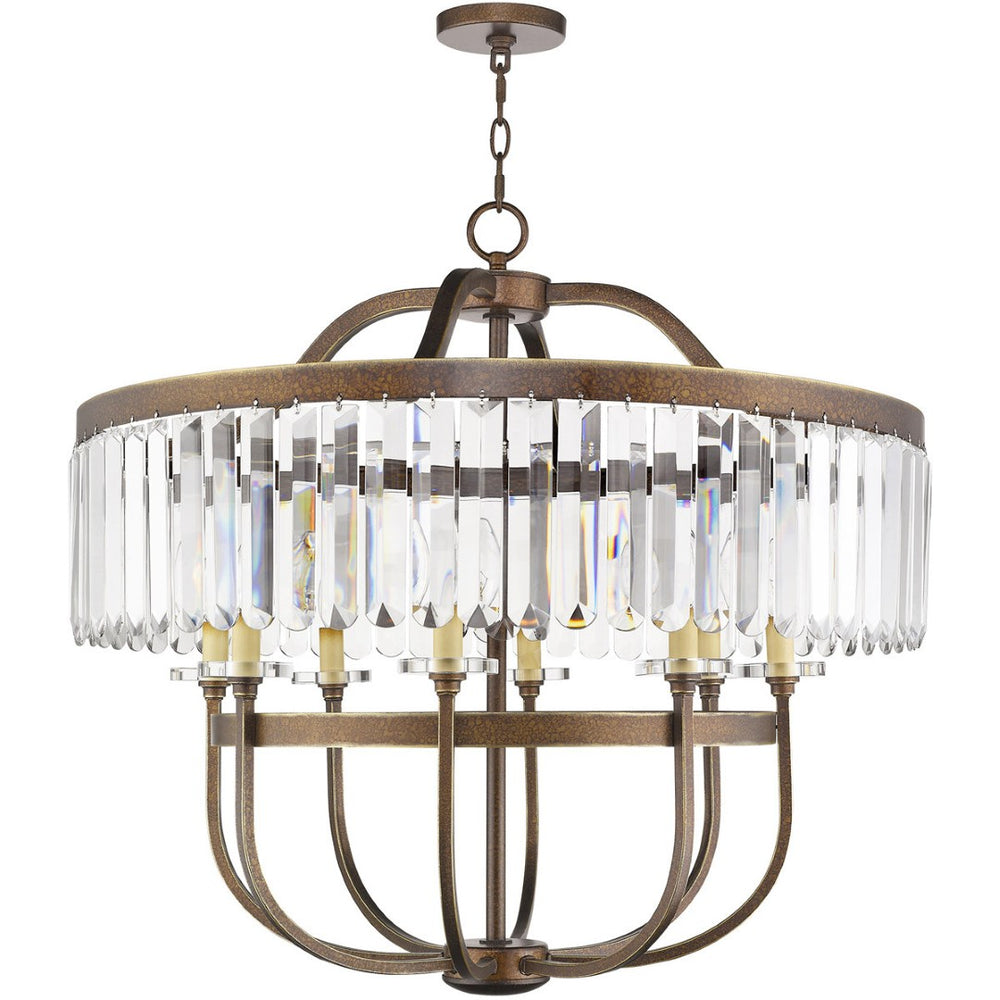 HomeRoots Bronze Eight-Light Dimmable Chandelier with Clear Shades - Timeless Elegance for Any Space 687584
