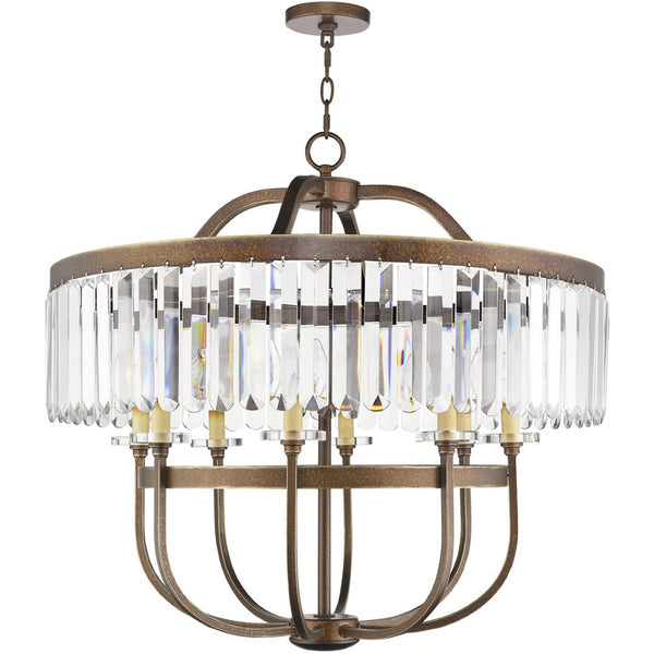 HomeRoots Bronze Eight-Light Dimmable Chandelier with Clear Shades - Timeless Elegance for Any Space 687584