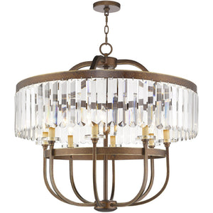 HomeRoots Bronze Eight-Light Dimmable Chandelier with Clear Shades - Timeless Elegance for Any Space 687584