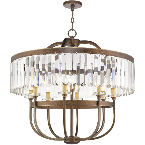 HomeRoots Bronze Eight-Light Dimmable Chandelier with Clear Shades - Timeless Elegance for Any Space 687584