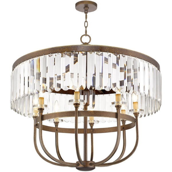 HomeRoots Bronze Eight-Light Dimmable Chandelier with Clear Shades - Timeless Elegance for Any Space 687584