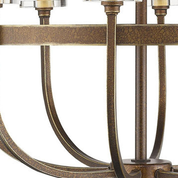 HomeRoots Bronze Eight-Light Dimmable Chandelier with Clear Shades - Timeless Elegance for Any Space 687584