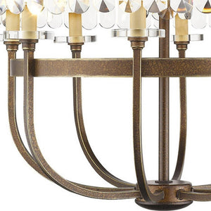 HomeRoots Bronze Eight-Light Dimmable Chandelier with Clear Shades - Timeless Elegance for Any Space 687584