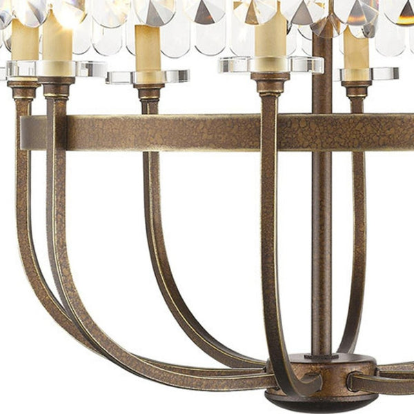 HomeRoots Bronze Eight-Light Dimmable Chandelier with Clear Shades - Timeless Elegance for Any Space 687584