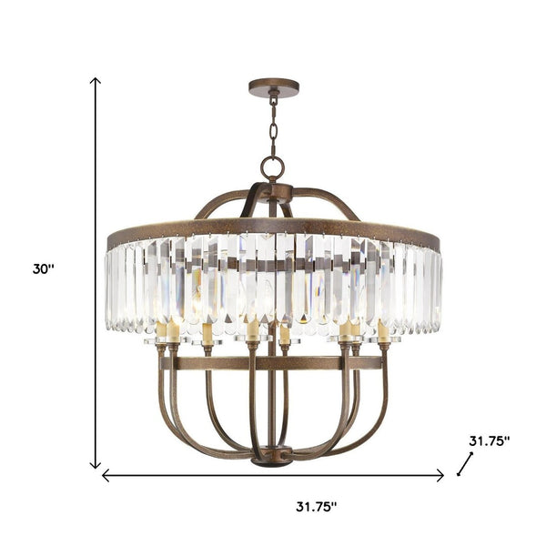 HomeRoots Bronze Eight-Light Dimmable Chandelier with Clear Shades - Timeless Elegance for Any Space 687584