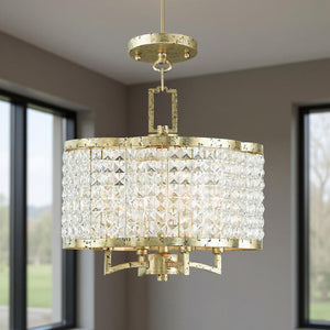 HomeRoots Four Light Dimmable Chandelier - Modern Cylinder Shades for Customizable Ambiance & Style 687585