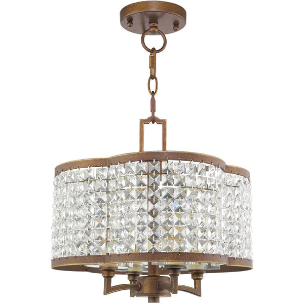 HomeRoots Four Light Dimmable Chandelier - Modern Steel Shades for Stylish Ambiance in Any Room 687586