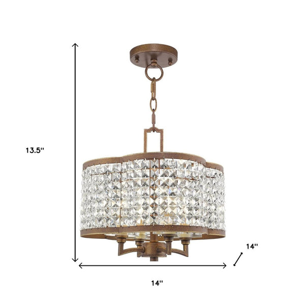 HomeRoots Four Light Dimmable Chandelier - Modern Steel Shades for Stylish Ambiance in Any Room 687586