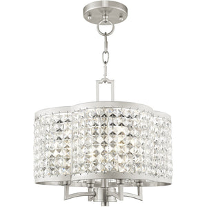 HomeRoots Four Light Dimmable Chandelier - Modern Cylinder Shades for Elegant Illumination in Any Space 687587