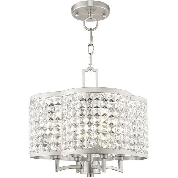 HomeRoots Four Light Dimmable Chandelier - Modern Cylinder Shades for Elegant Illumination in Any Space 687587