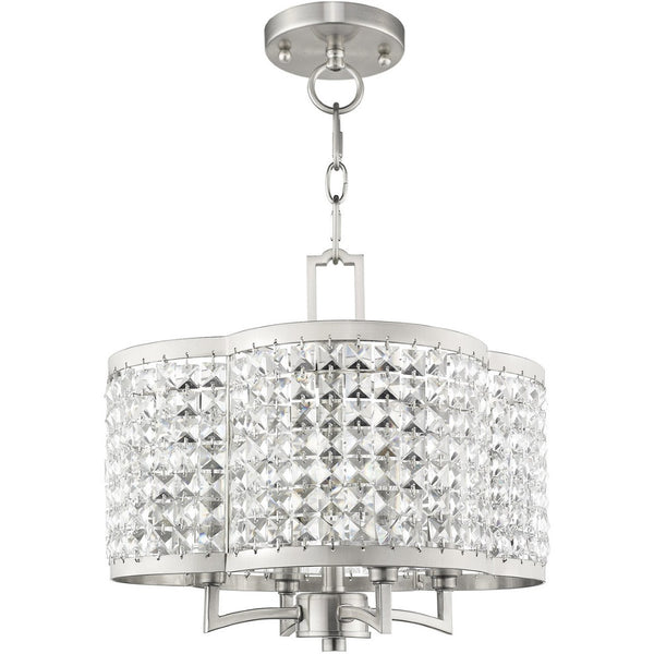 HomeRoots Four Light Dimmable Chandelier - Modern Cylinder Shades for Elegant Illumination in Any Space 687587