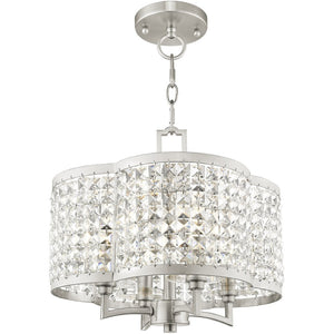 HomeRoots Four Light Dimmable Chandelier - Modern Cylinder Shades for Elegant Illumination in Any Space 687587