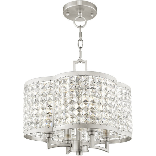 HomeRoots Four Light Dimmable Chandelier - Modern Cylinder Shades for Elegant Illumination in Any Space 687587