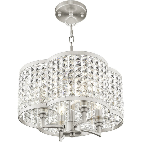 HomeRoots Four Light Dimmable Chandelier - Modern Cylinder Shades for Elegant Illumination in Any Space 687587