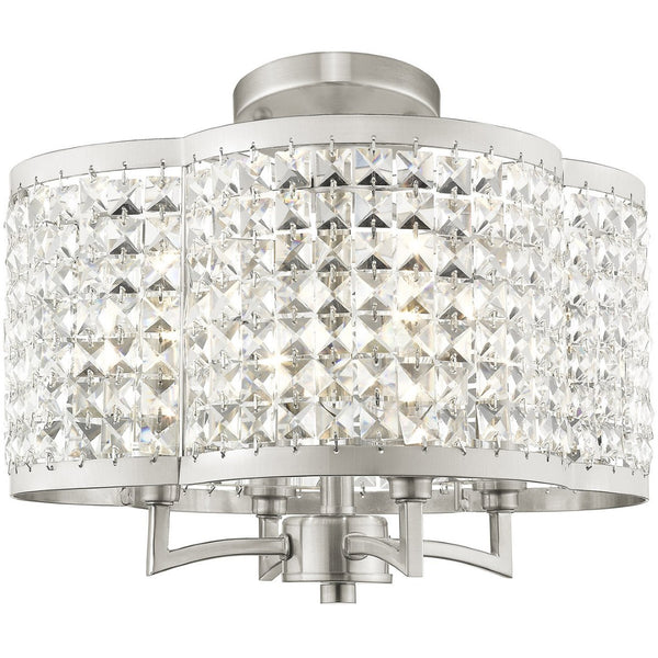 HomeRoots Four Light Dimmable Chandelier - Modern Cylinder Shades for Elegant Illumination in Any Space 687587