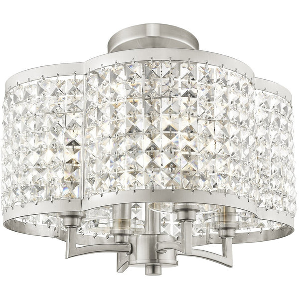 HomeRoots Four Light Dimmable Chandelier - Modern Cylinder Shades for Elegant Illumination in Any Space 687587