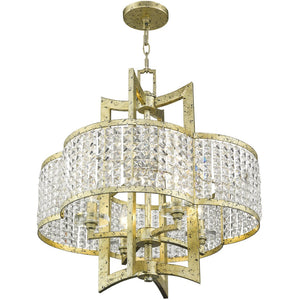 HomeRoots Gold Dimmable Four-Light Chandelier with Unique Cylinder Shades for Modern Elegance and Warmth 687588