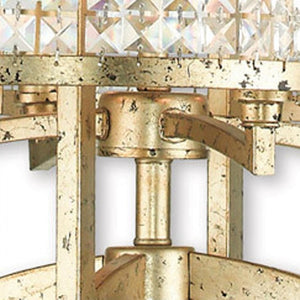 HomeRoots Gold Dimmable Four-Light Chandelier with Unique Cylinder Shades for Modern Elegance and Warmth 687588