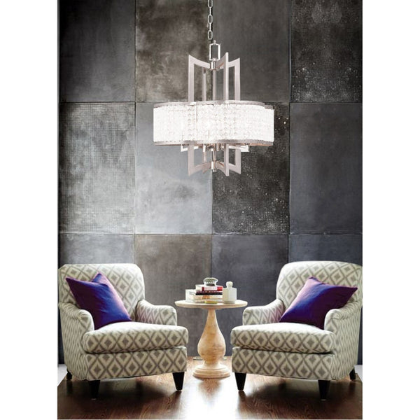HomeRoots Four Light Dimmable Chandelier - Modern Cylinder Shades for Stylish Illumination in Any Room 687589