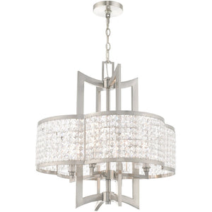 HomeRoots Four Light Dimmable Chandelier - Modern Cylinder Shades for Stylish Illumination in Any Room 687589