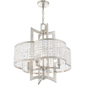 HomeRoots Four Light Dimmable Chandelier - Modern Cylinder Shades for Stylish Illumination in Any Room 687589