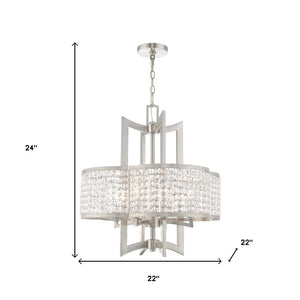 HomeRoots Four Light Dimmable Chandelier - Modern Cylinder Shades for Stylish Illumination in Any Room 687589