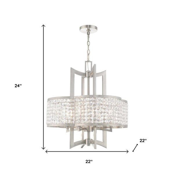 HomeRoots Four Light Dimmable Chandelier - Modern Cylinder Shades for Stylish Illumination in Any Room 687589