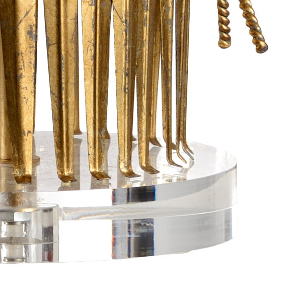 Chelsea House Leaf Antique Gold Wheat Sheaf Lamp With Acrylic Base And Off-White Drum Shade — Farmhouse Accent 68759