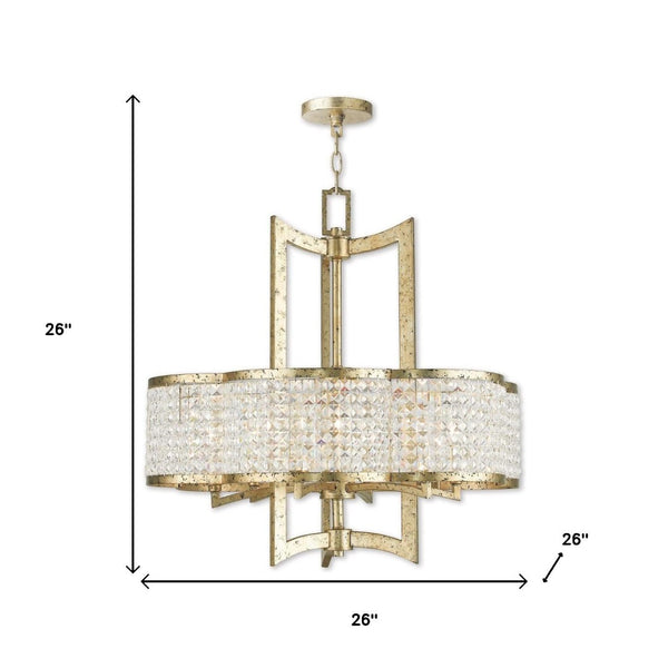 HomeRoots Six Light Dimmable Chandelier with Cylinder Shades for Modern Ambiance in Any Room Decor 687590